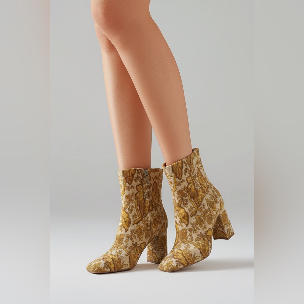 Sam Edelman Turmeric, Cream and Sprinkle of Aqua Material 3” Heeled Boots